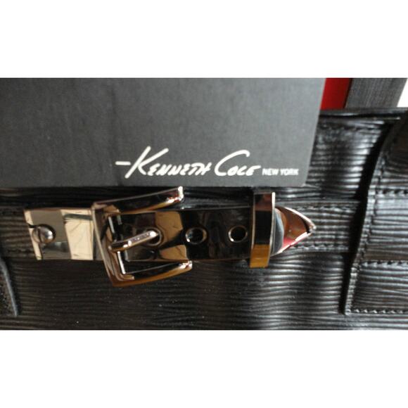 NEW Kenneth Cole Black Leather SHOULDER HANDBAG Tote Jill Wrap Paport PURSE - Picture 6 of 10